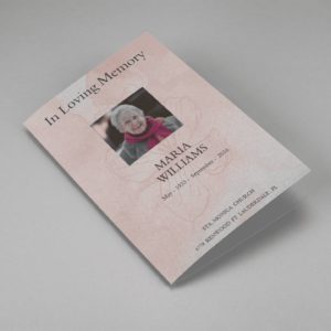 Pink Floral Paper Funeral Program Template cover