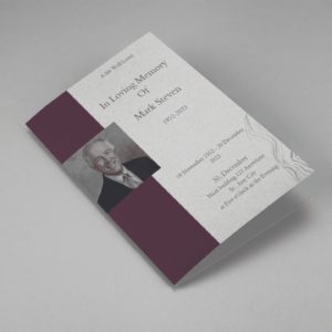 Grey and Burgundy Elegant Half Page Funeral Program Template cover