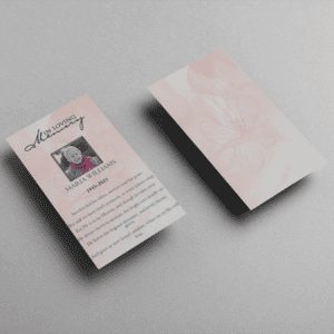 Pink Floral Paper Funeral Prayer Card